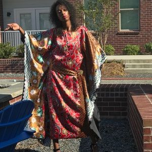 African Print Women’s wide sleeve dress.